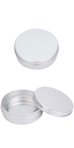 2.7oz Silver Round Tin Containers Aluminum Metal Cosmetic Case Jar Storage Travel Can