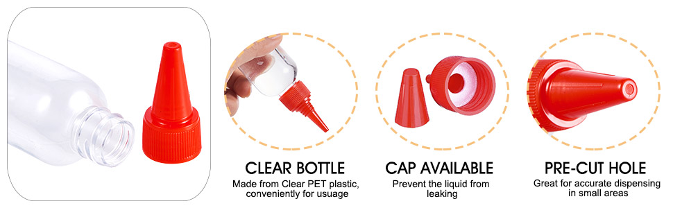 ジュエリーメイキング用液体用のプラスチック製の空のボトル 先のとがった口のトップキャップ レッド 15.3x3.9cm 容量：100ミリリットル  15個/セットを購入 PandaHall Selected
