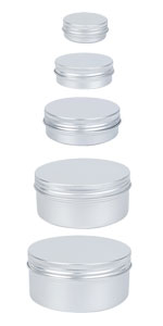 20 Pack 5 Size Aluminum Cans Screw Lid Round Metal Tins Jars Metal Tins 